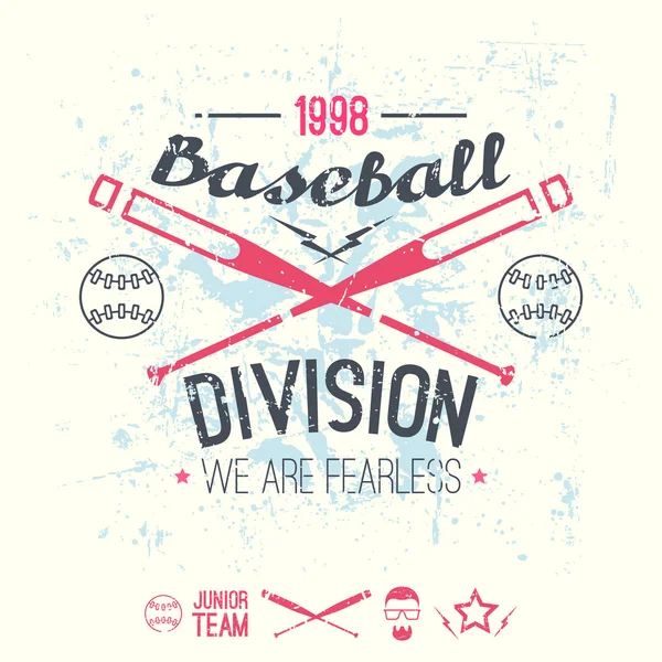 Colegio emblema de la división de béisbol — Archivo Imágenes Vectoriales