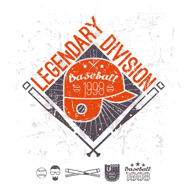 Emblem baseball legendary division of college — Stock Vector