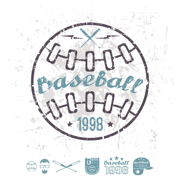 Equipo universitario de béisbol con emblema retro — Archivo Imágenes Vectoriales