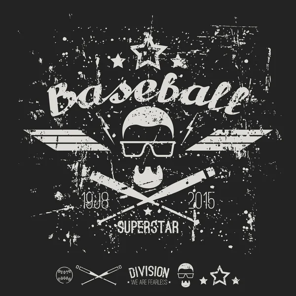 Emblemet basebollag superstar college — Stock vektor