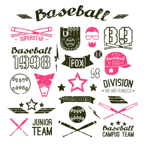 Icônes Équipe du campus de baseball — Image vectorielle