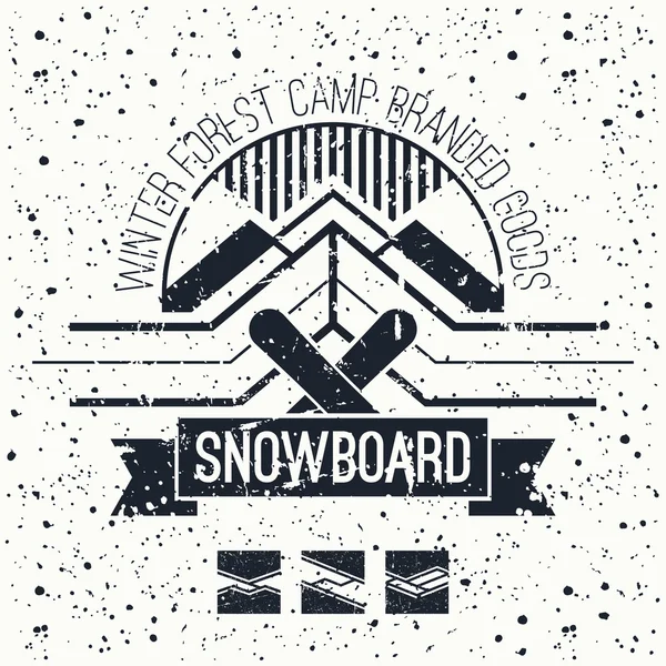 Snowboard retro emblem — Stock vektor