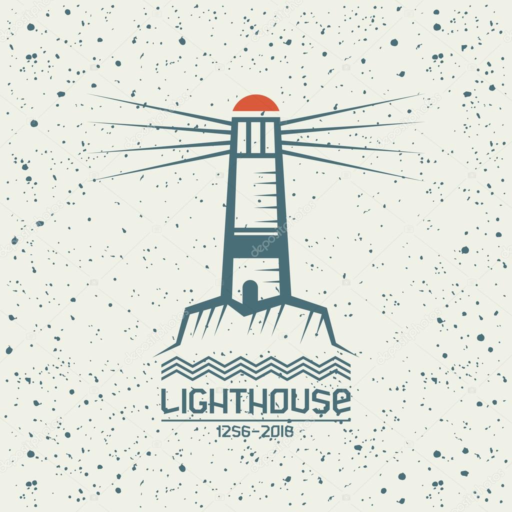 Lighthouse emblem in geometric style on a textured background