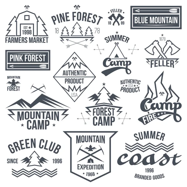 Set van retro vintage camping badges — Stockvector