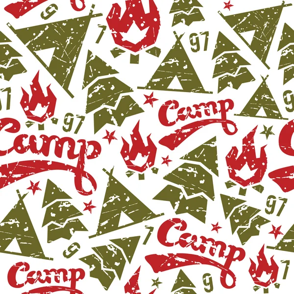 Camping seamless patterns — Stock Vector