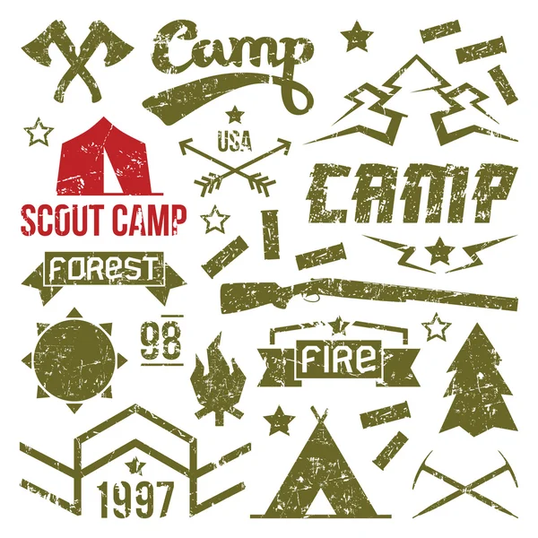 Scout camp badges — Stock Vector