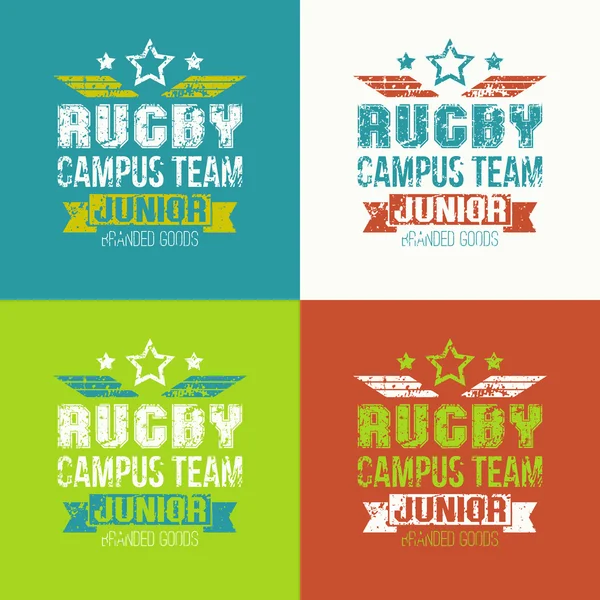 College rugby junior team emblema — Vettoriale Stock