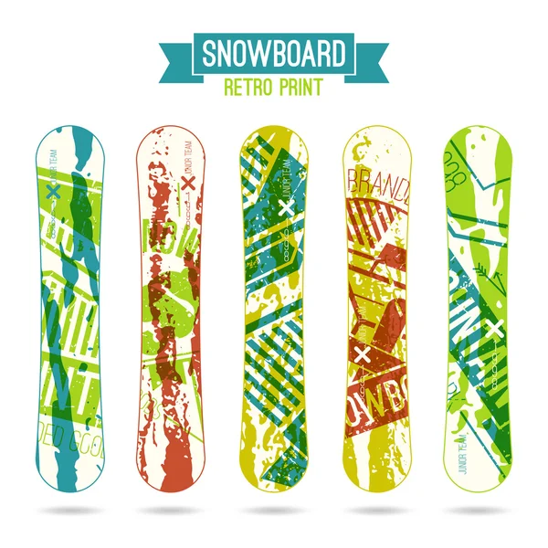 レトロなスノーボードの印刷 — ストックベクタ