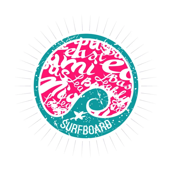 Surfwellen-Emblem im Retro-Stil — Stockvektor