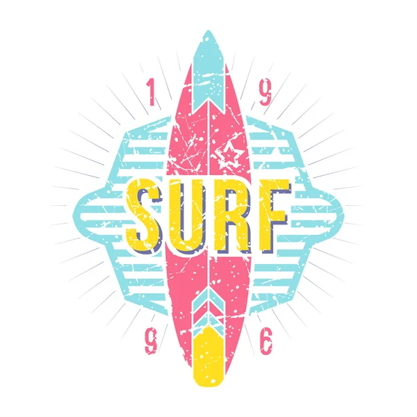 Surf-Emblem im Retro-Stil — Stockvektor