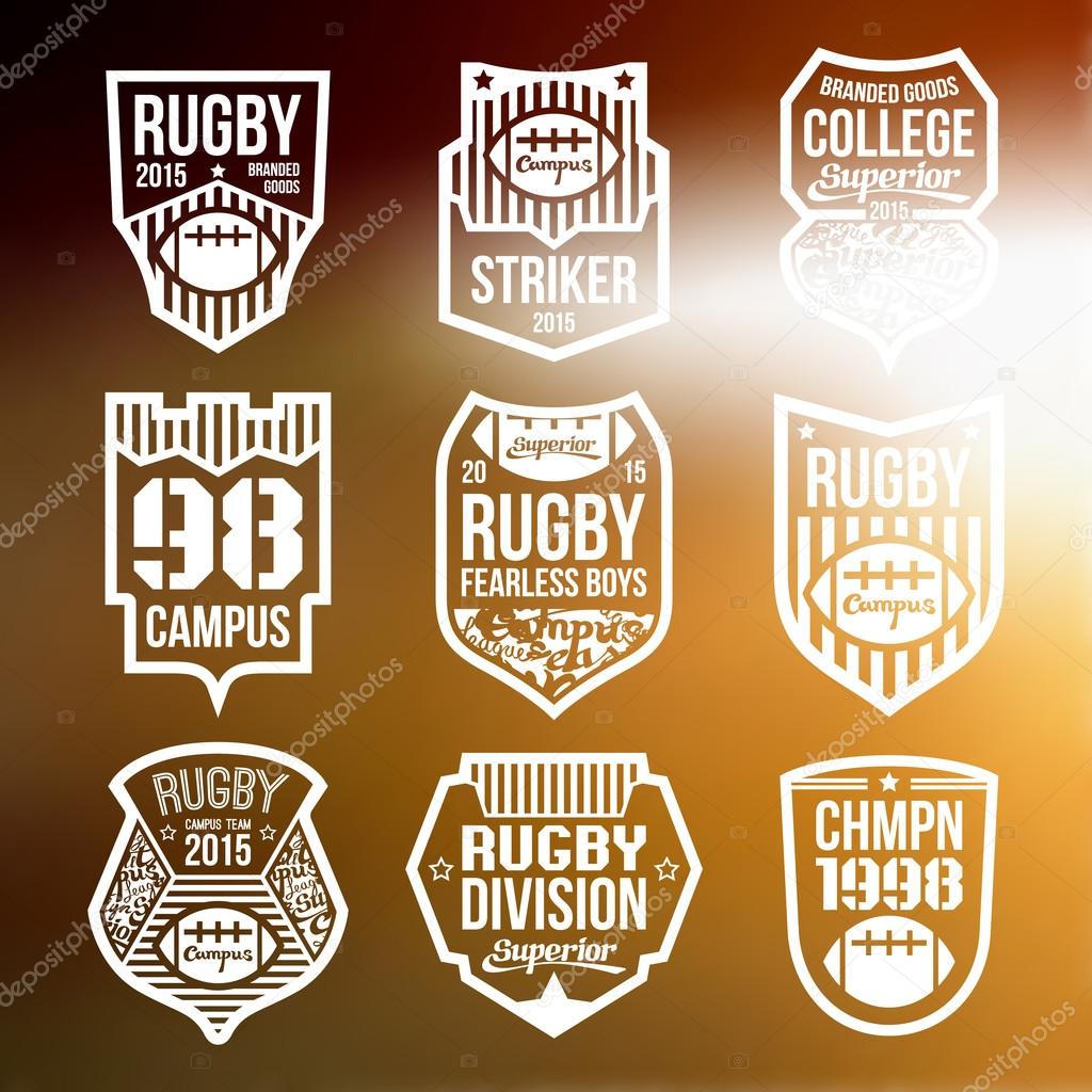 College rugby team emblems 