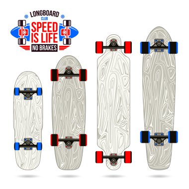 Boşlukları çeşitli form longboards kümesi