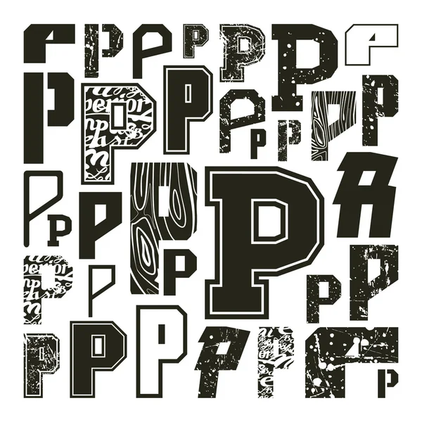 Conjunto de versiones de letras P — Vector de stock