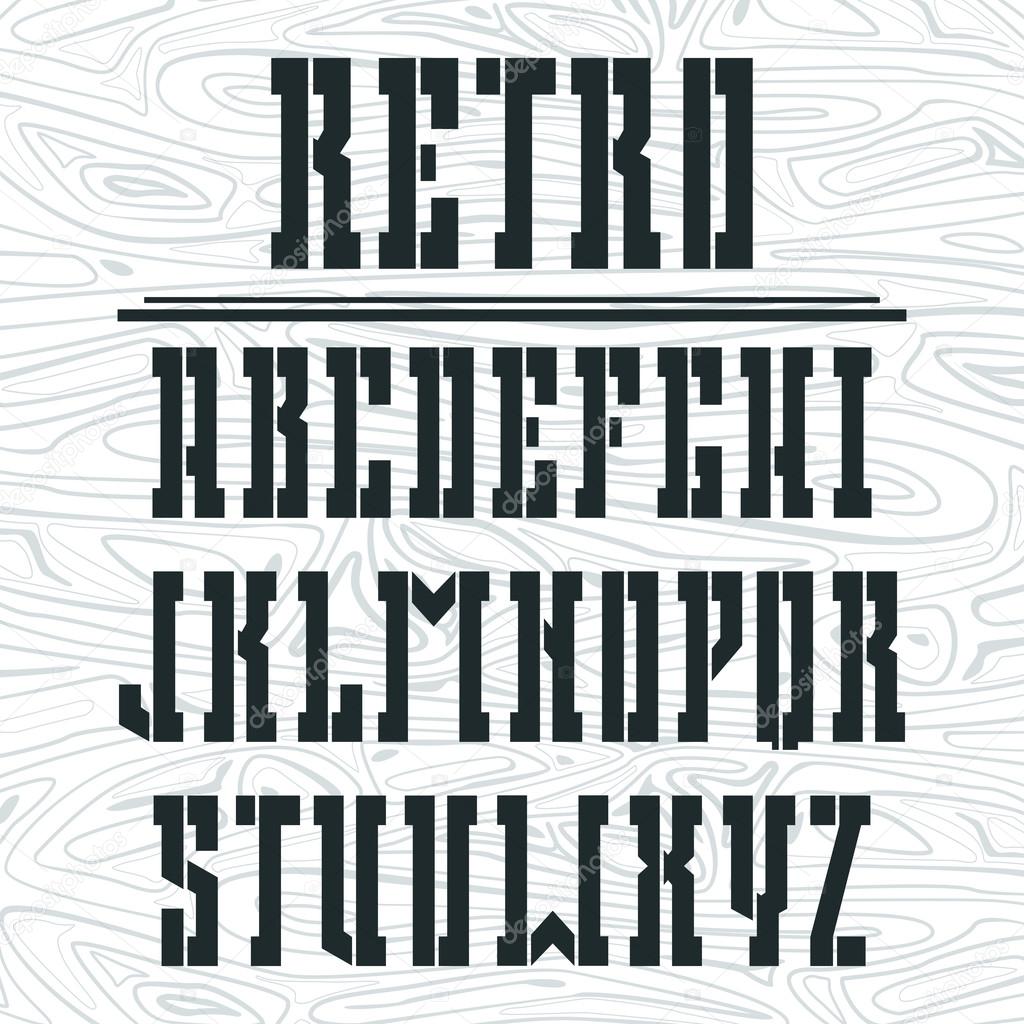 Stencil-plate bold serif font in the western style 