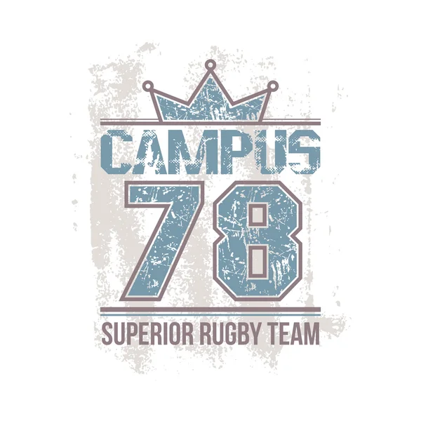 Campus rugby team emblem — Stock Vector