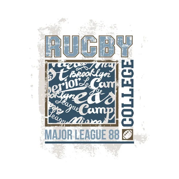 Équipe de rugby imprimé collège — Image vectorielle