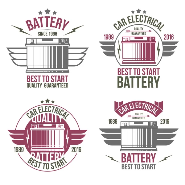 Emblemas de la tienda de baterías de coche — Vector de stock