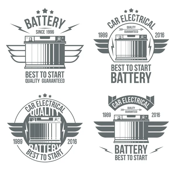 Emblemas de la tienda de baterías de coche — Vector de stock