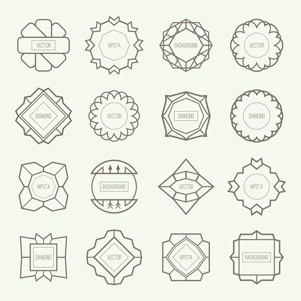Set of outline emblems and badges — Stock Vector