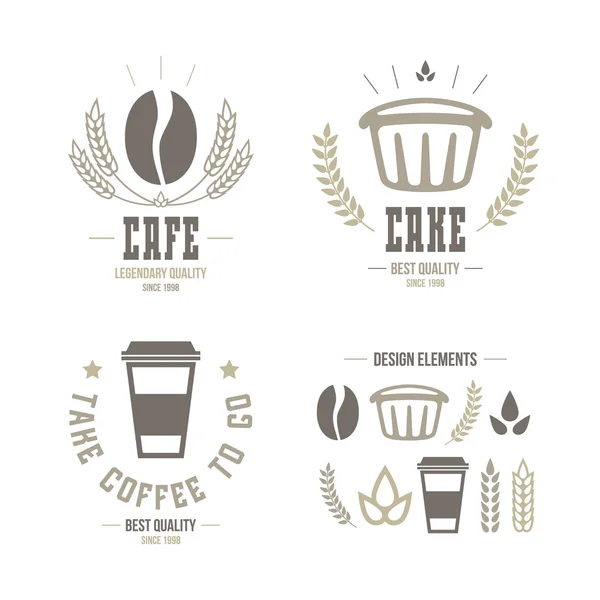 Café e bolo emblemas e ícones —  Vetores de Stock