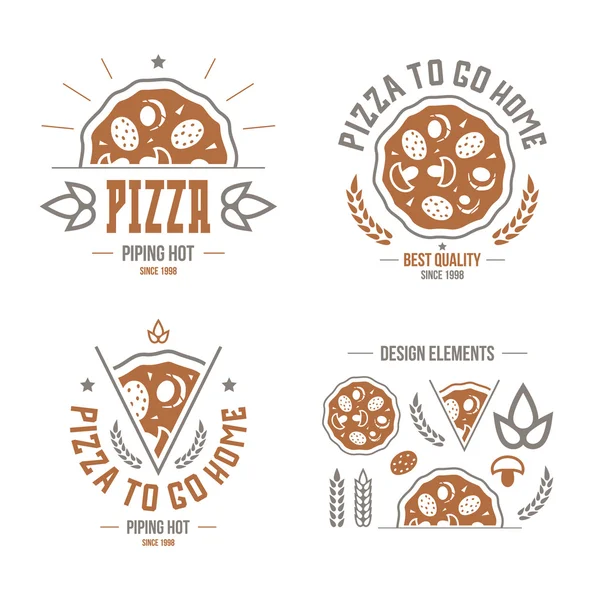 Étiquettes, badges et éléments de design Pizzeria — Image vectorielle