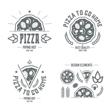 Pizzacı Etiketler, rozetleri ve tasarım öğeleri