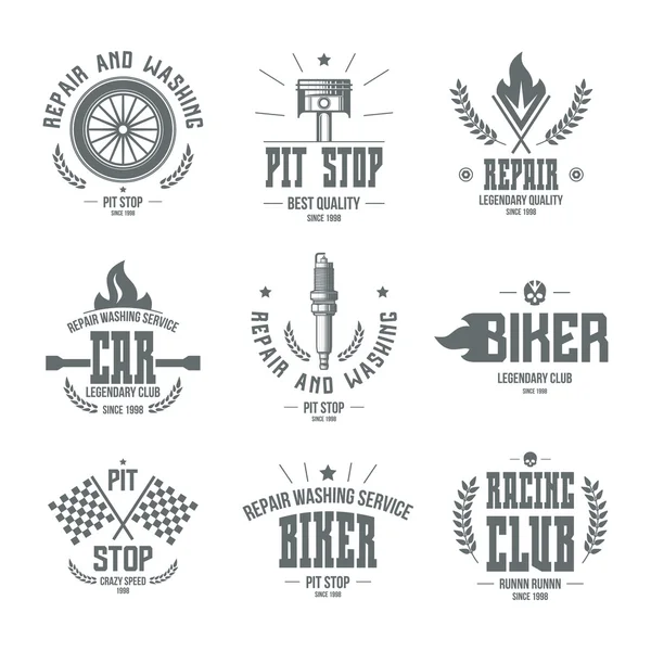 Autoraces en service badges en logo — Stockvector