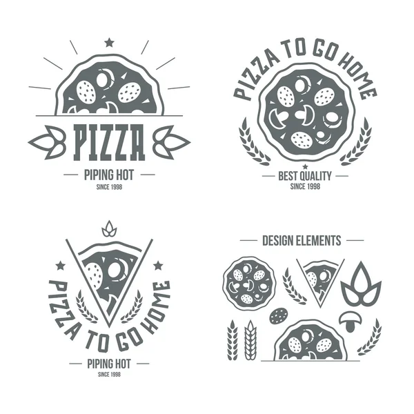 Etiquetas de pizzaria, emblemas e elementos de design —  Vetores de Stock