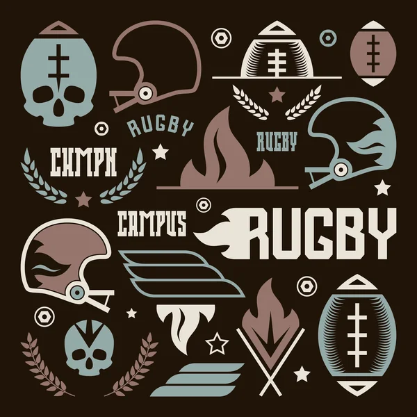 College rugby team badges — Stock Vector
