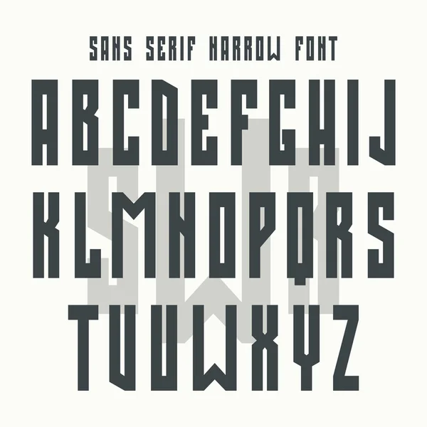 Bold sans serif font dalam gaya retro - Stok Vektor