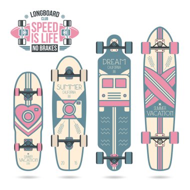 Trendy bir longboard üzerinde yazdırma