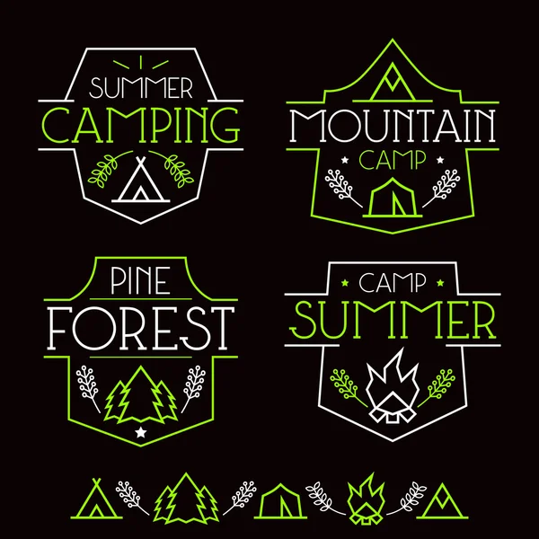 Camping märken och ikoner — Stock vektor