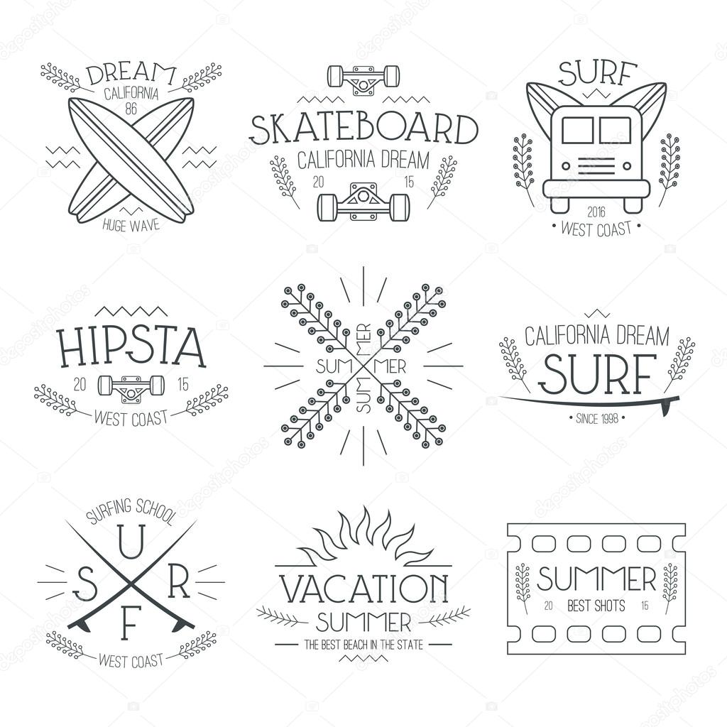 Surfing and vacation emblem 