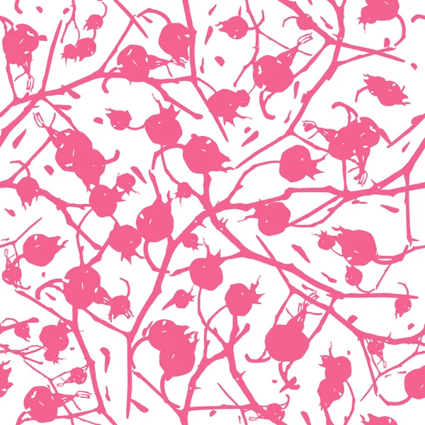 Ramas de rosa mosqueta con bayas patrón sin costuras — Archivo Imágenes Vectoriales