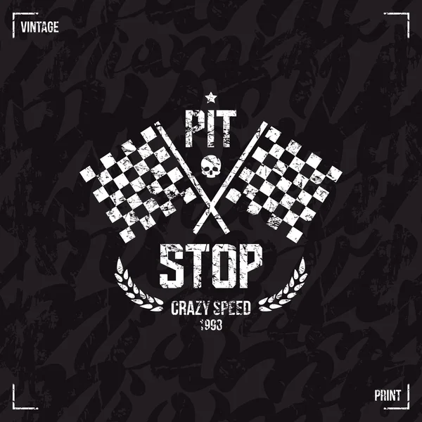 Pit-stop embleem en naadloze patroon — Stockvector