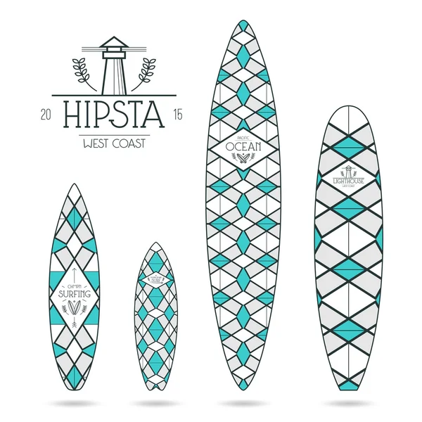 Impression Hipster pour planches de surf — Image vectorielle