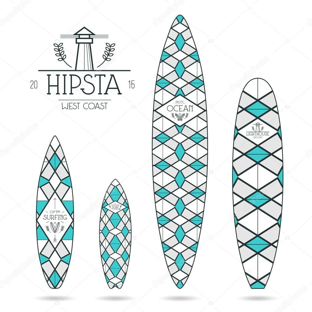 Hipster print for surfboards