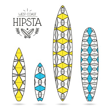 Hipster print for surfboards clipart