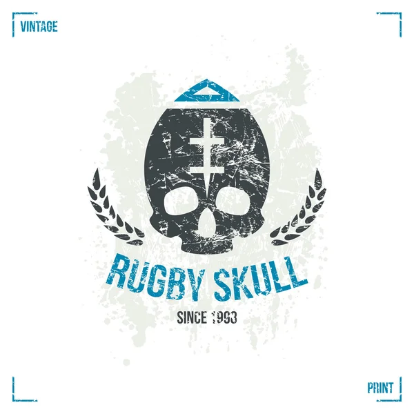 Rugby team schedel embleem — Stockvector