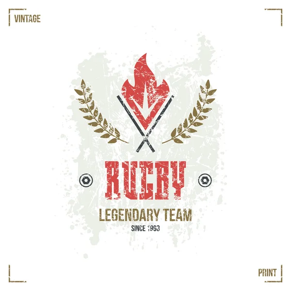 Emblema della torcia della squadra di rugby — Vettoriale Stock