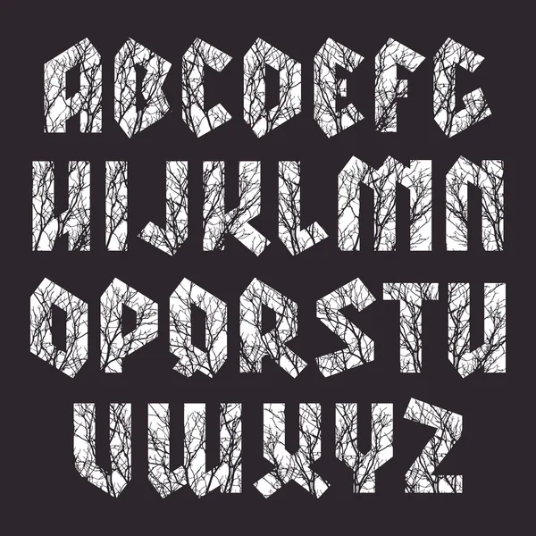 Sans serif czcionki geometryczne w stylu gotyckim — Wektor stockowy