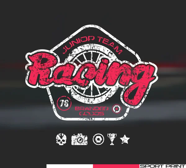 Racing emblem i retrostil. — Stock vektor