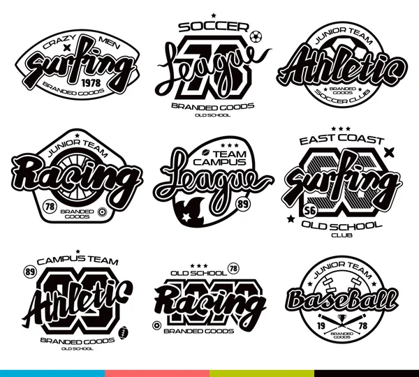 Ensemble de badges sportifs. Conception graphique pour t-shirt — Image vectorielle