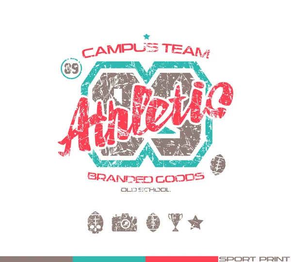 College rugby team embleem — Stockvector