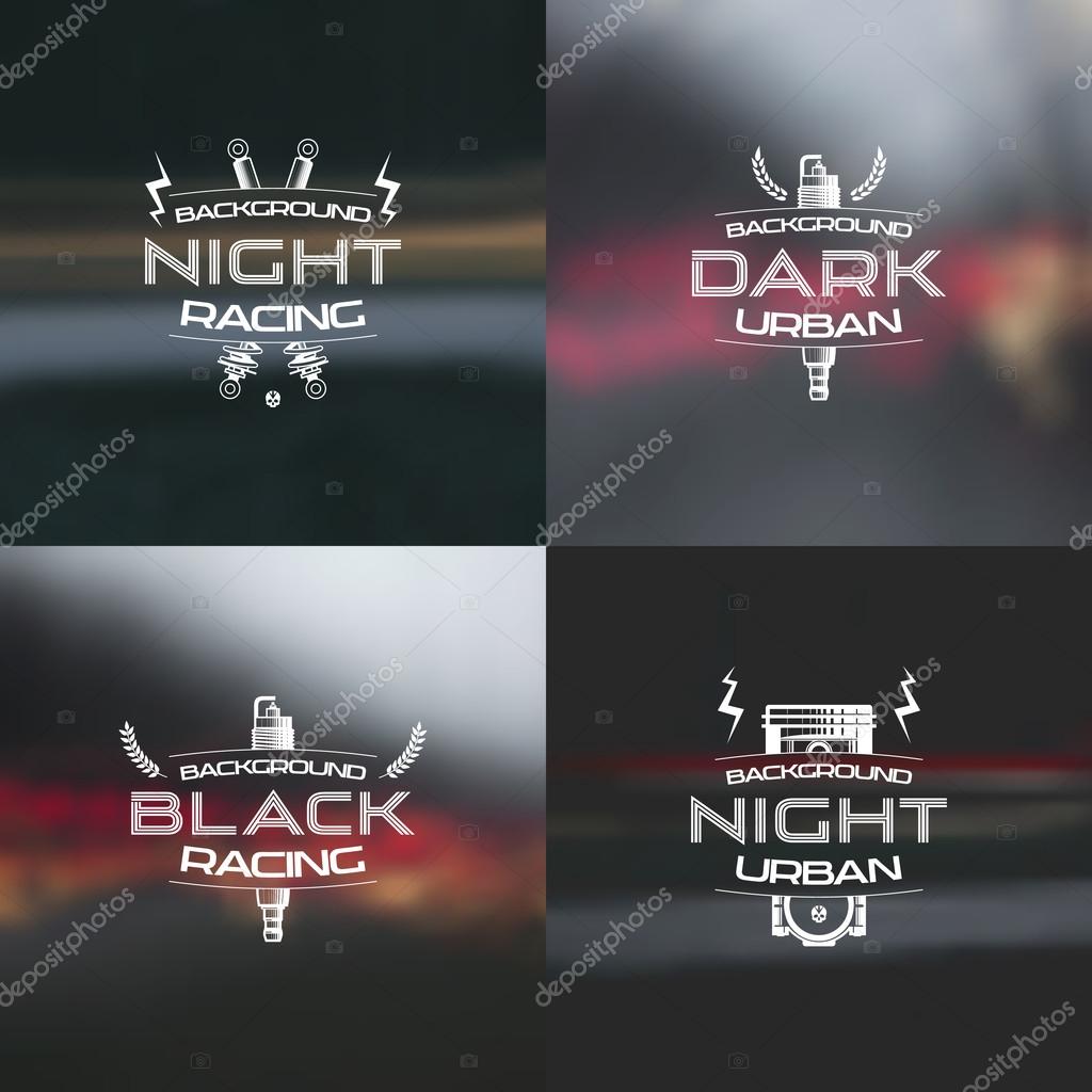 Dark racing urban. White print on blurred background.