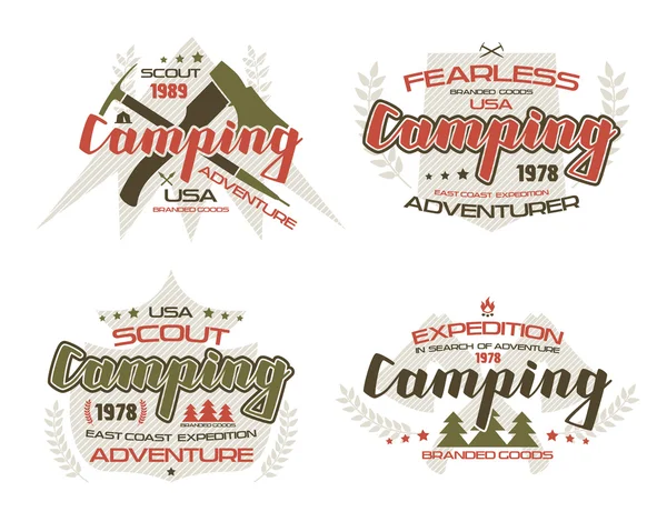 Camping emblemen voor t-shirt — Stockvector
