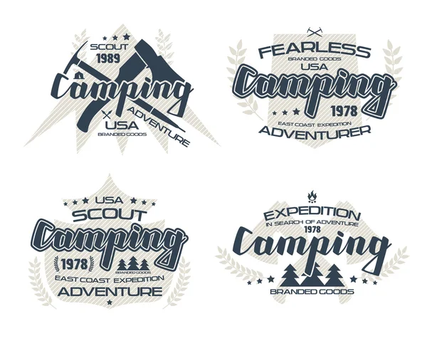 Camping emblemen voor t-shirt — Stockvector