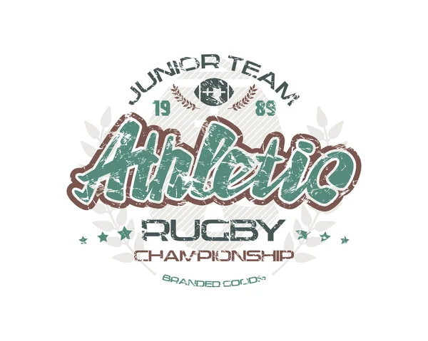 Rugby-Emblem mit schäbiger Textur — Stockvektor