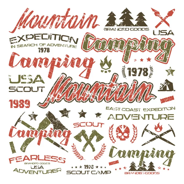 Camping typographic badges  for t-shirt — Stock Vector