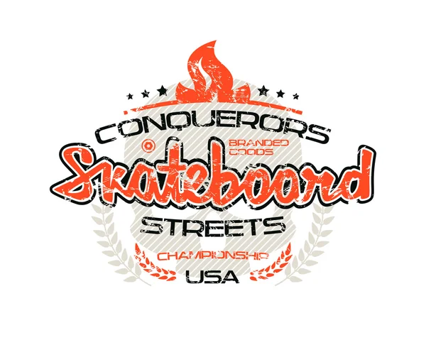 Skateboard emblem för t-shirt — Stock vektor